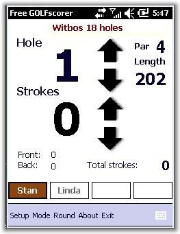 Playing Stroke Play: Similar to entering scores for stableford but: no putts to enter intermediate scores for front, back and total round displayed no