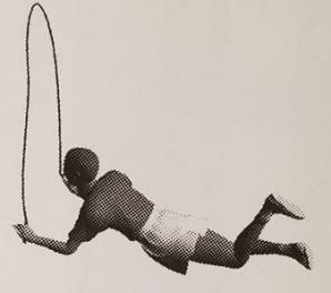 Then the student then springs both legs back up (tucking up again so feet land near arms), Keeping the rope in front of the body.