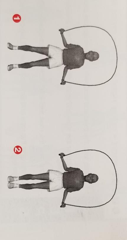Side Straddle (Jumping Jacks): Jump over the rope with your feet spread shoulder width apart.