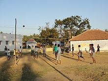 A scene of volleyball play in an Erwadi village. The complete rules are extensive.