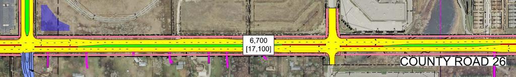County Road 26 Preliminary Design 4-lane expansion with divided median Multi-use path on each side of roadway Access management Full access: Lone Oak