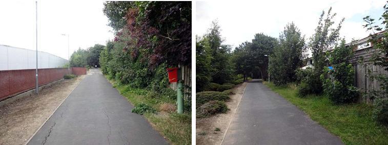 21 Figure 15: Haverhill (near Tesco) photographs (a) (Left) View north-west along footpath behind Tesco, looking