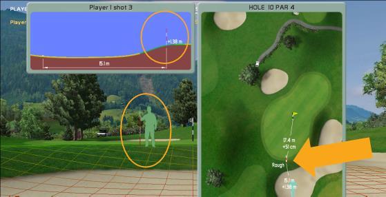 Top View Panel in top right corner of the scene provides information about the surface current player is