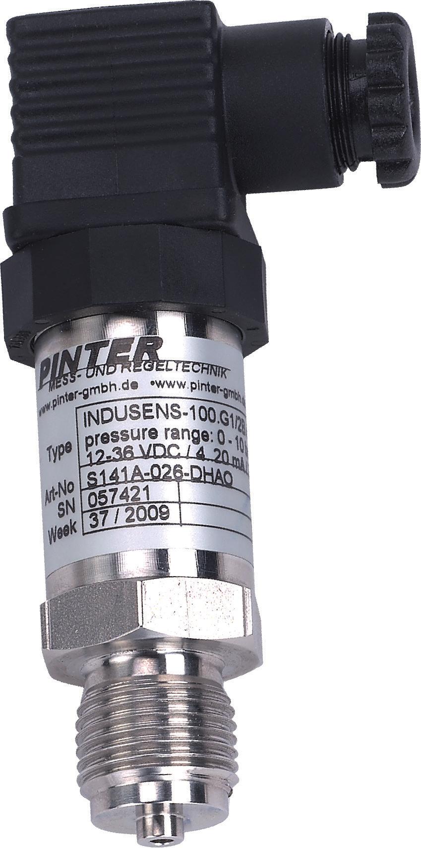 38 INDUSENS Pressure Transmitter Model 502 excellent price/performance ratio million times proven stainless steel sensor pressure ranges from 0-60 bar up to 0-600 bar relative pressure output signal