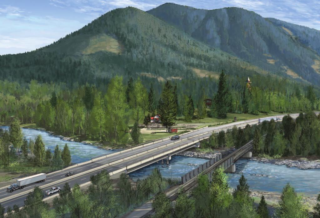 NORTH FORK BRIDGE AND FOUR-LANING PROJECT FAST FACTS Artist s rendering of proposed four-lane North Fork Bridge over the Perry River The North