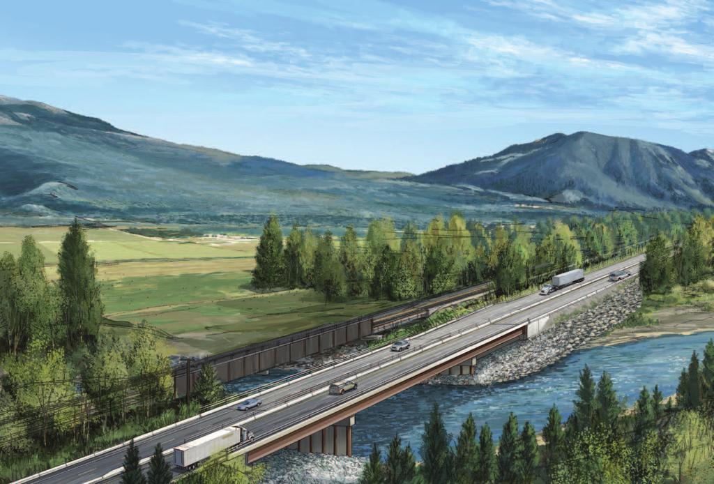 MALAKWA BRIDGE AND FOUR-LANING PROJECT FAST FACTS Artist s rendering of proposed four-lane Malakwa Bridge over the Eagle River The