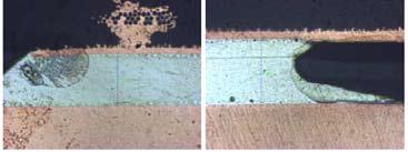 The thicker solder joint for an SMD system is attributable to the higher solder paste volume deposited due to the presence of a solder mask at printing.