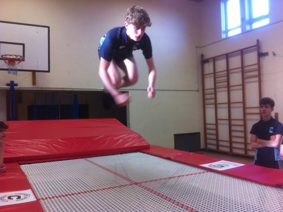TRAMPOLINES ARRIVE AT LAST Following our successful Sports England Bid, our two new trampolines have arrived, and make a superb addition to the PE facilities on