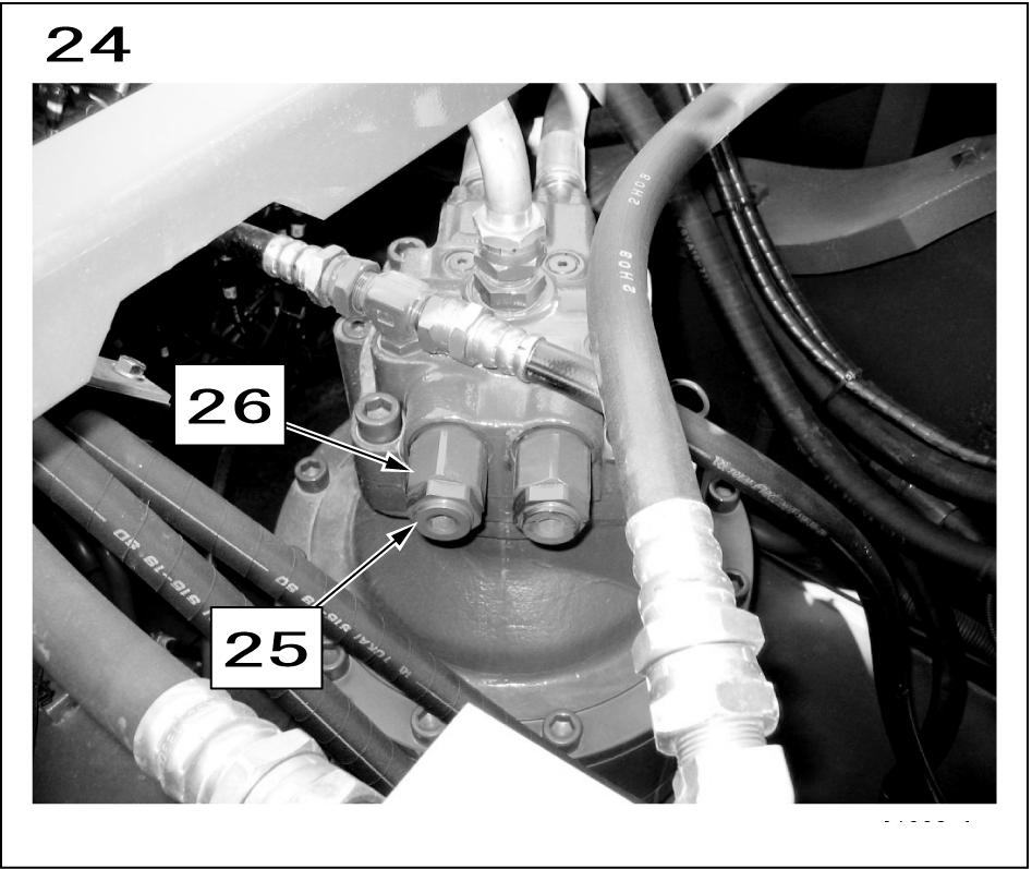 Swing relief pressure adjustment Work mode SP mode Oil temperature 45 to 55 C 113 to 131 F Measuring port P1 port Measurement pressure Pressure per rotation of adjusting screw 29.
