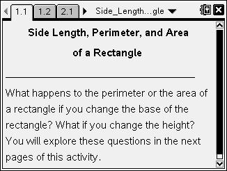 Math Objectives Students will explain how a change in only the base (or the height) of a rectangle affects its perimeter.