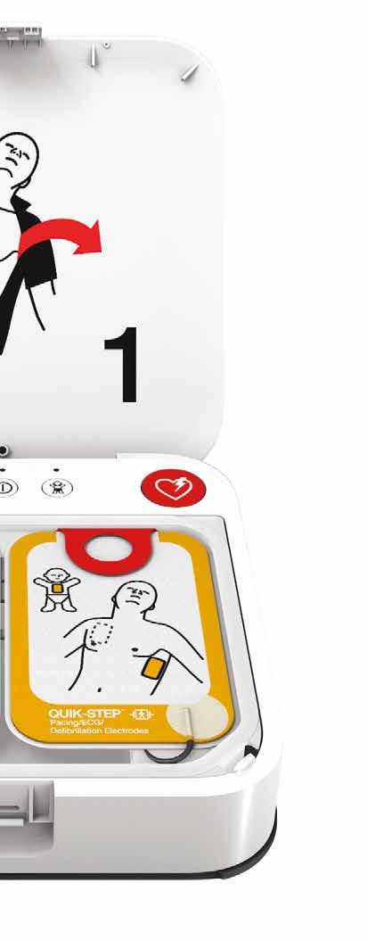 Designed for user confidence. Layered design with easy-to-follow, bold graphics Both trained and untrained AED users clearly know how to begin.