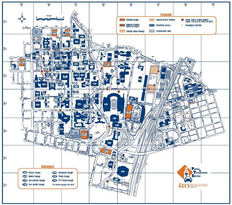 Parking: Some parking is available on the Guadalupe Street, and on streets on campus, however attendees should be aware that this parking is extremely limited. Please refer to the map above.