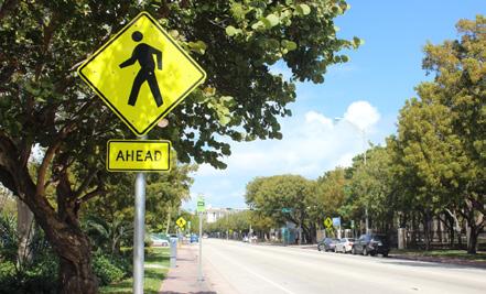 neighborhoods and emphasizing the need to alert drivers on Collins Avenue of the heavy presence of pedestrians and bicyclists and to facilitate their safe passage across the street.