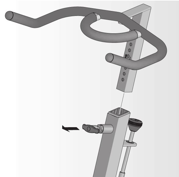 » spinner pace owner s manual 7 4 4) Install the handlebars Unscrew, pull out and hold the handlebar poppin. Slide the handlebar post all the way into the handlebar tube.