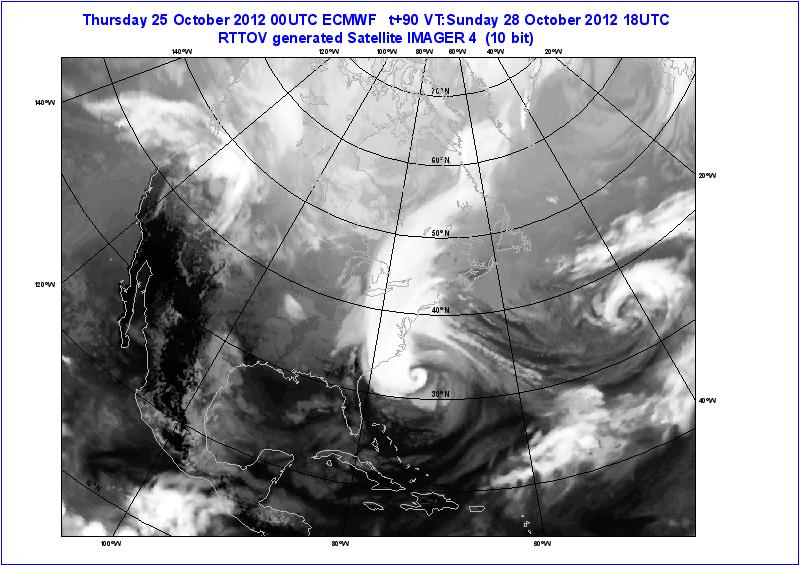 Cloud images Superstorm Sandy October 2012 4 day forecast