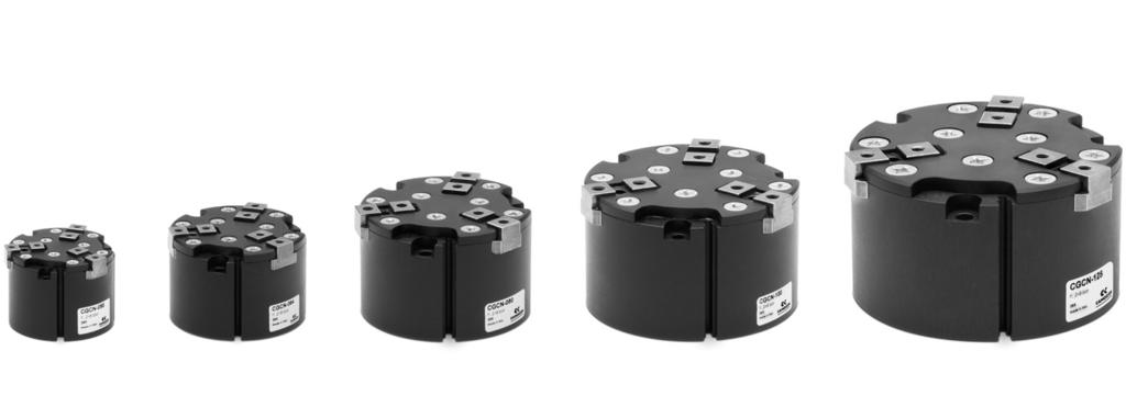 HANDLING AND VACUUM 2019 GRIPPERS > Series CGCN self-centering three-jaw grippers with T-guide New Double acting, magnetic Sizes: 50, 64, 80, 100, 125 mm The new Series CGCN pneumatic grippers are