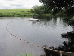 A suitable site was chosen downstream at a riffle area for electrofishing.