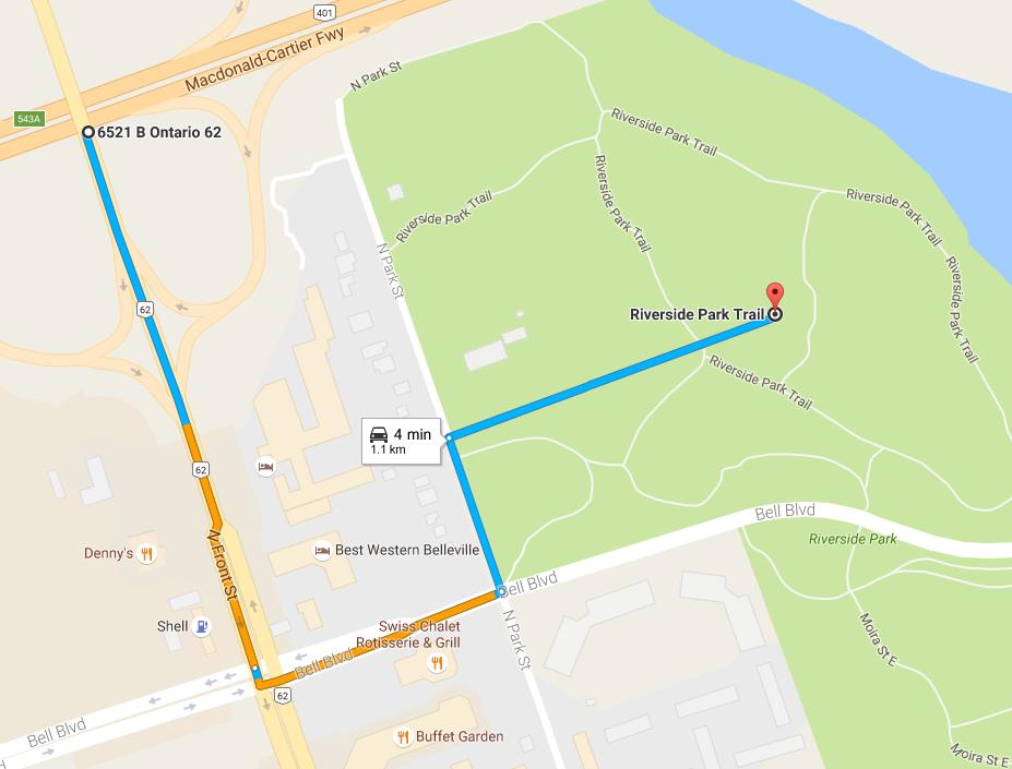 Maps/Directions to the race Directions from 401 to Riverside Park 1. Head east on ON-401 E toward Exit 543A 2.