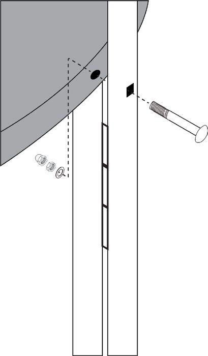 STEP 9: (15) Part 15 () - M5 x 65mm Part 12 () - Nut Part 13 () - Nut Cap Part X1 (X1) - Washer Locate the smaller opening on the Frame Pad, and align with the bottom opening of the Handrail Support