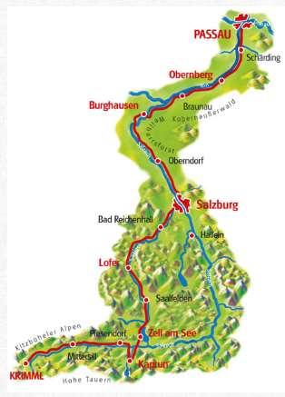 Route Technical Characteristics: Route Profile: Relatively Easy. The Tauern bike path is well signposted all the way along. The route leads through quiet and paved paths and country roads.