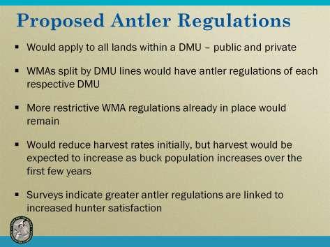 The proposed DMU-specific antler point regulations (APRs) would apply on all land within each DMU regardless of whether it is privately or publicly owned.