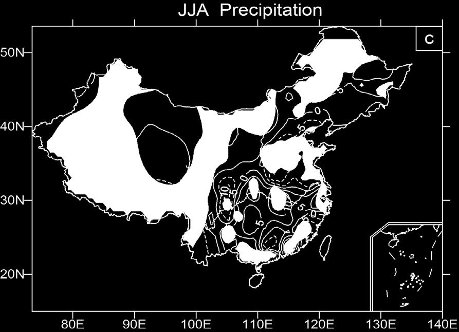 Correlation between PDO index and summer precipitation over the eastern China