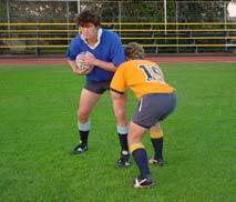 Approaching from a shoulder This will allow you to take the space on one side of the ball carrier allowing he or she to only attack in one direction.