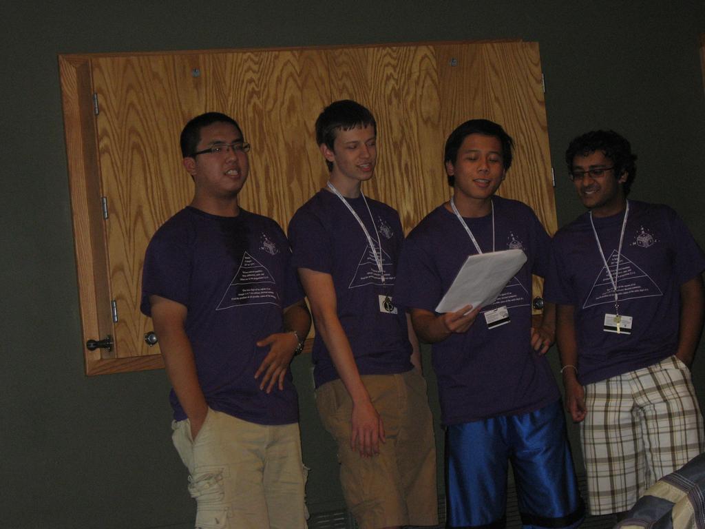 Dylan Liu, Noah Taylor, Sunny Feng, and Vibhor Kumar sang as a group in the Song Contest and won the first place!