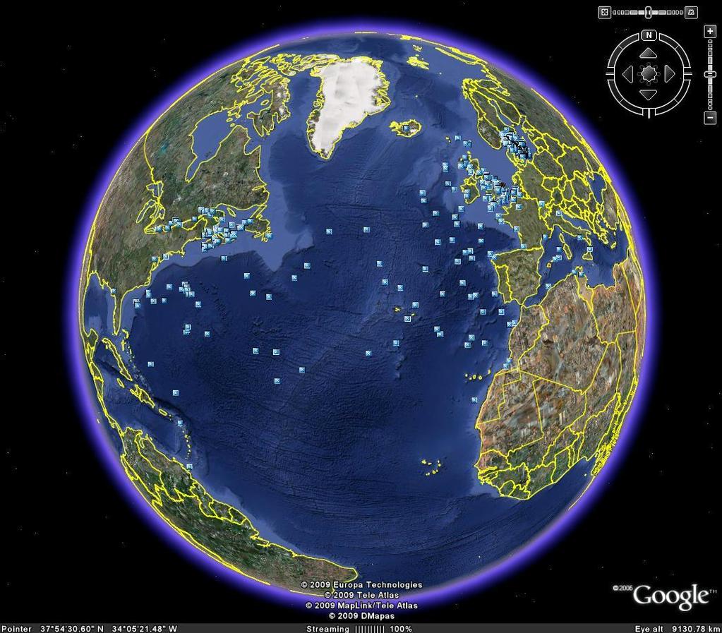 Distribution maps Google Earth.