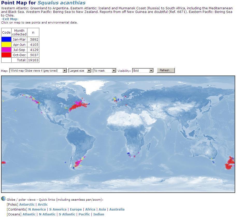 Distribution maps AquaMaps.