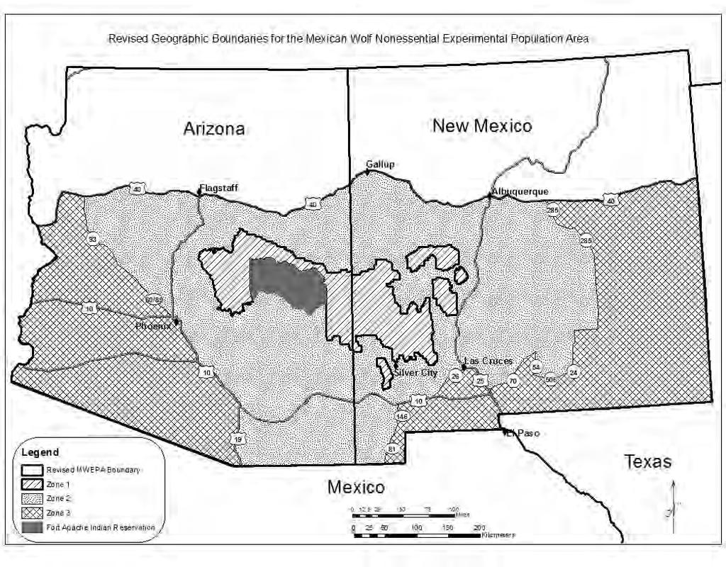 Appellate Case: 16-2189 Document: 01019694607 Date Filed: 09/23/2016 Page: 153 PROPOSED REVISION TO THE REGULATIONS FOR THE NONESSENTIAL EXPERIMENTAL POPULATION OF THE MEXICAN WOLF (CANIS LUPUS