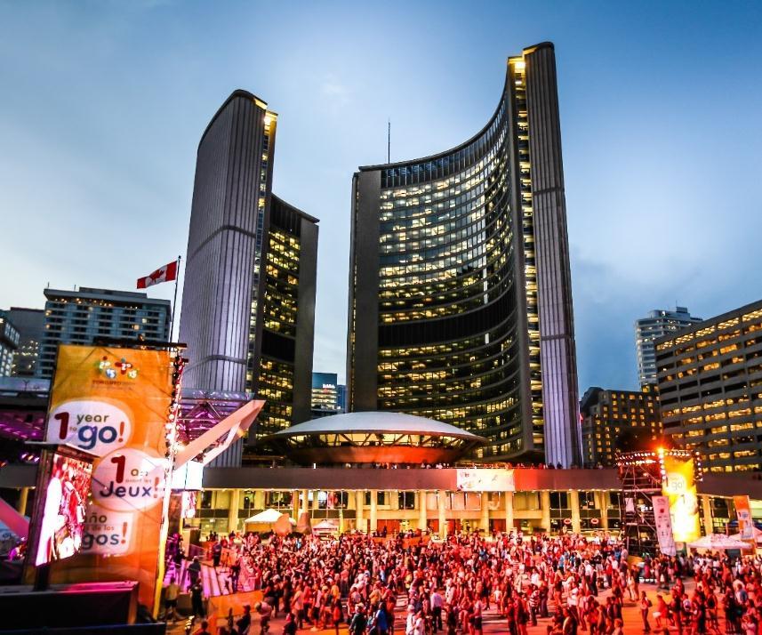 EVENT OVERVIEW CITY OF TORONTO, DOWNTOWN NATHAN PHILLIPS SQUARE & SHERATON HOTEL Nathan Phillips Square will host Panamania, a 60 day series of art and culture activations.
