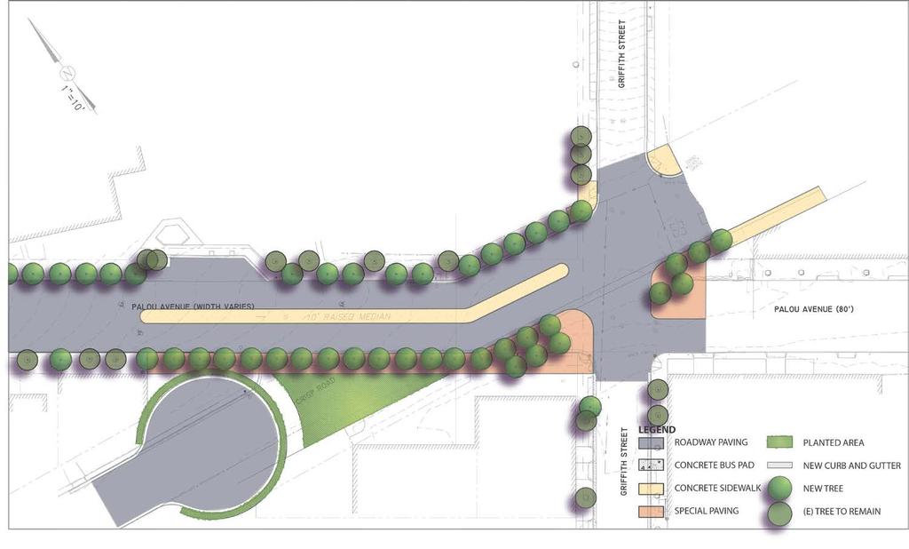 Crisp - Griffith Details Concept: to reduce the 5-way intersection into a 4-way intersection with cul-de-sac Vision Zero: