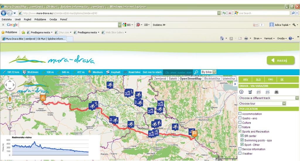 Map of MURA-DRAVA Cycling