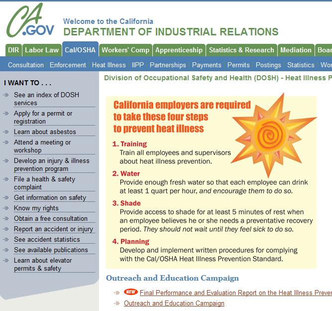 For Additional Information Visit the Cal/OSHA Heat