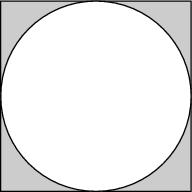 35. carpenter inscribes a circle within a square. The carpenter shades in the area of the square outside of the circle. The circumference of the circle is 50.