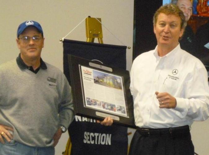 Page 5 Volume, Issue Harold Hamilton Accepts Star Dealer Award The Mercedes-Benz Club of America s Nashville Section held the first event of 2014 on February 15: the Section s traditional visit to