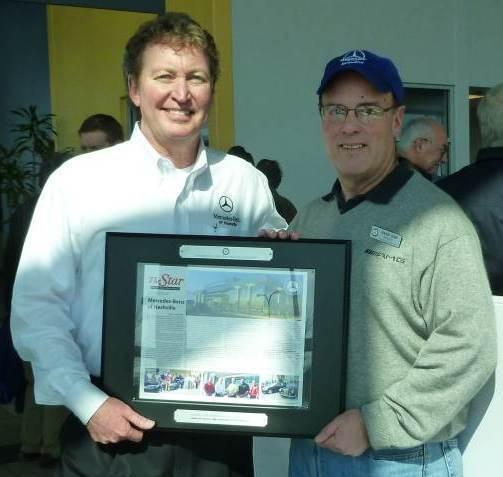 Nashville Section President Randy Bibb presented Harold a plaque stating that Mercedes-Benz of Nashville is one of the very first dealerships to be recognized as a Star Dealer by the Mercedes-Benz