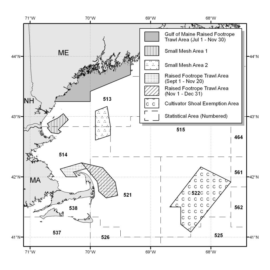 Map 2. Small-mesh exemption areas in the Gulf of Maine and Georges Bank 6.0 Fishery Performance Report 6.
