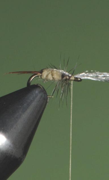 fibers, to help the fly ride lower in the surface film.