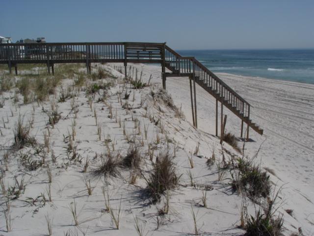 The April 20, 2006 photograph of the property owner s beach access stairs demonstrates the ease with which the sea can reach the dune toe and remove sand prior to the project s start.