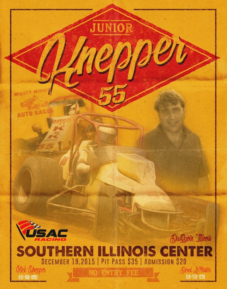 Zac Taylor s Winter Indoor Racing December 2016 Junior Knepper 55 USAC Midget Special Event DuQuoin, Illinois The Junior Knepper 55 is a 55 lap race honoring the famed car number which adorned Walter