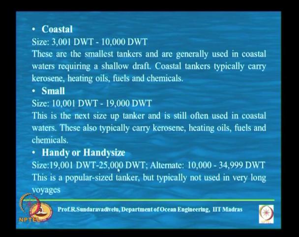 so-called dirty vessels. They transport heavy fuel oils or crude oil and larger tankers greater than 100,000 DWT, they carry only crude oil. So you have in tankers also you have two classification.