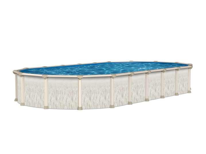 Ohana The Ultimate in steel above ground swimming pools 7'' top ledge 5'' fully supportive uprights 52'' wall height