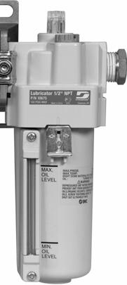 10689 Lubricator Built-in check valve permits tool to be filled with oil without having to turn off air pressure.