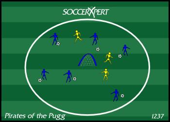 Pirates of the Pugg Pirate Game, Pugg Net, soccer dribbling skills, pirate of the pugg, pugg goal, goals, goal This soccer drill is a great soccer drill using a Pugg goal that can be tweaked to focus