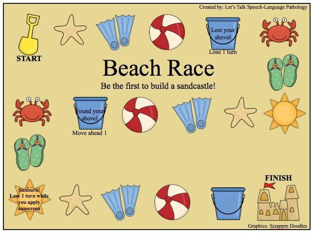 GAMES Beach Race use a dice and markers to play this game
