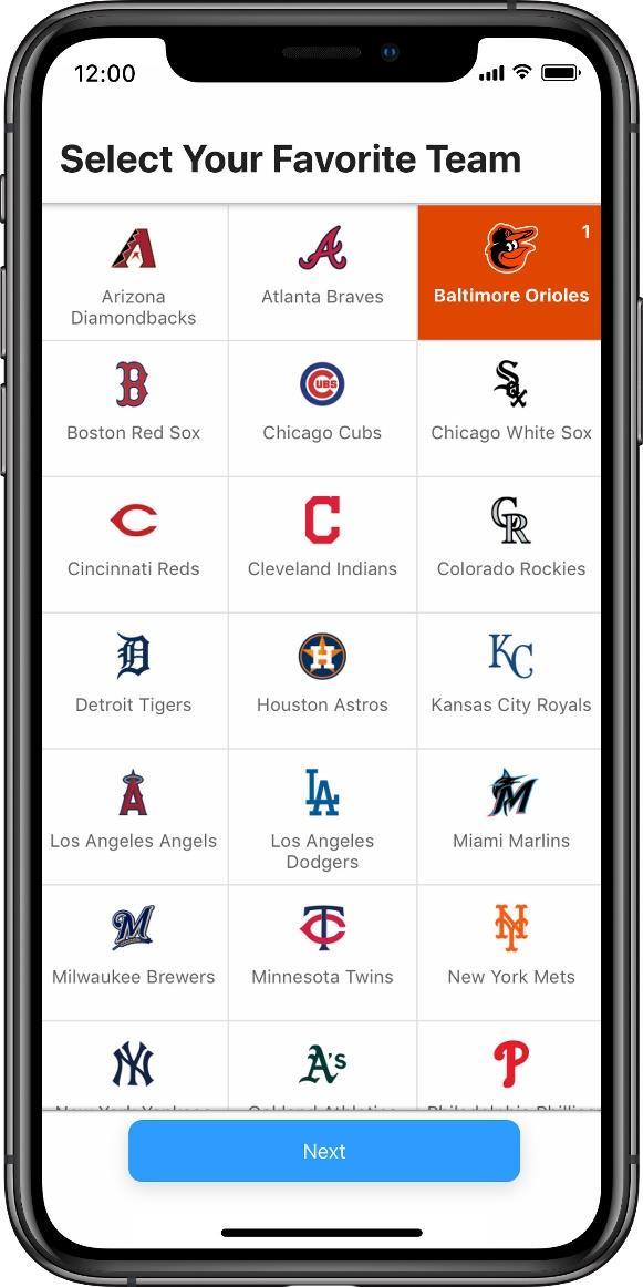 SELECT THE BALTIMORE ORIOLES AS YOUR TEAM After logging into the MLB Ballpark app, tap the Settings