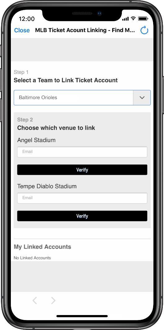 LINK YOUR ACCOUNT(S) If you have previously linked your ticket account in the MLB Ballpark app, click the Settings button on the top right corner of the Today tab and then select Ticket Accounts.