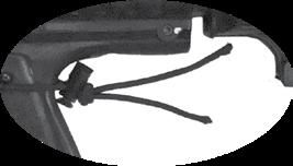 Insert the barrel blocking device onto the Barrel, and loop the cord over the Air Supply Adapter (ASA) and position at the back of the grip as shown. 2.